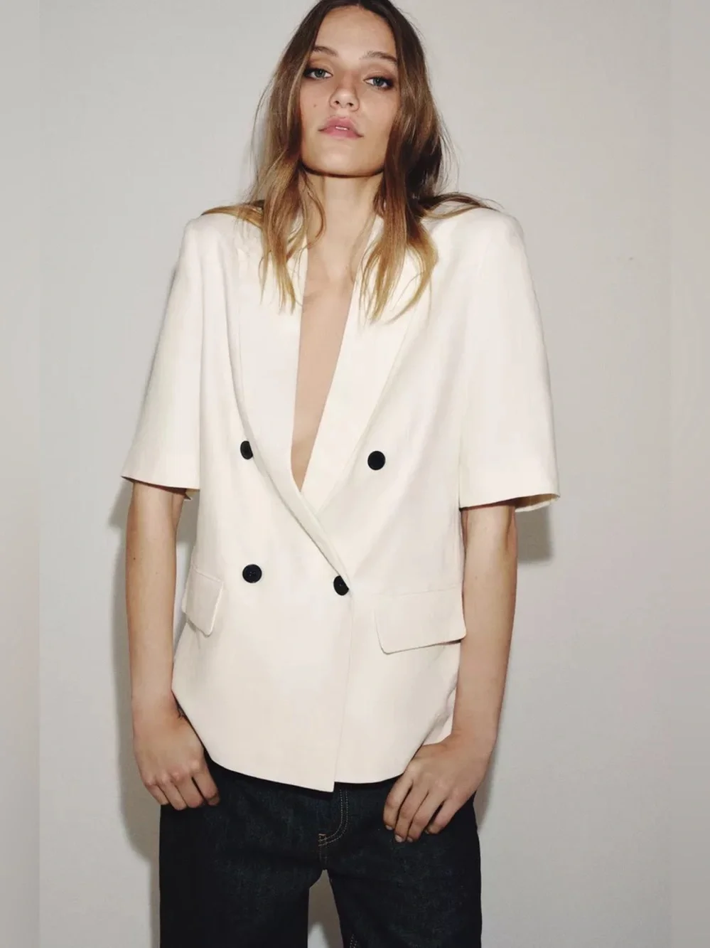 ZARA SHORT SLEEVE LINEN BLAZER